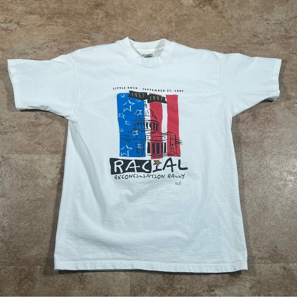 Vintage 1997 90s Little‎ Rock Racial Rally Tshirt Y2k Size Large